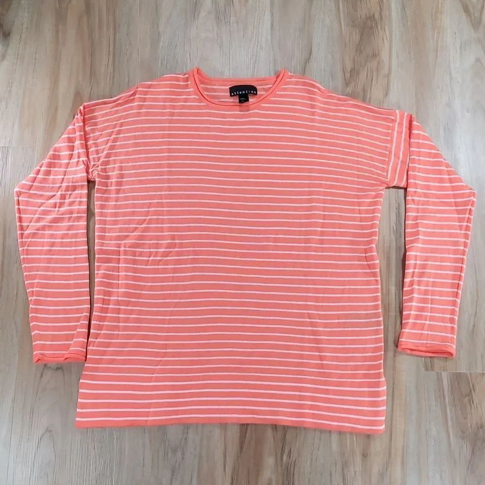 🔹️Attention Coral Lightweight Striped Sweater XLarge